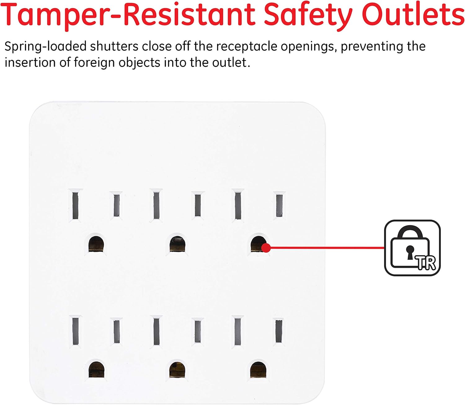 GE 6-Outlet Extender Surge Protector, Tamper-Resistant Safety Outlets, Automatic Shutdown Technology, 440 Joules, Great for Holiday Lighting/Decorations, 3-Prong, White, 37155 : Tools & Home Improvement