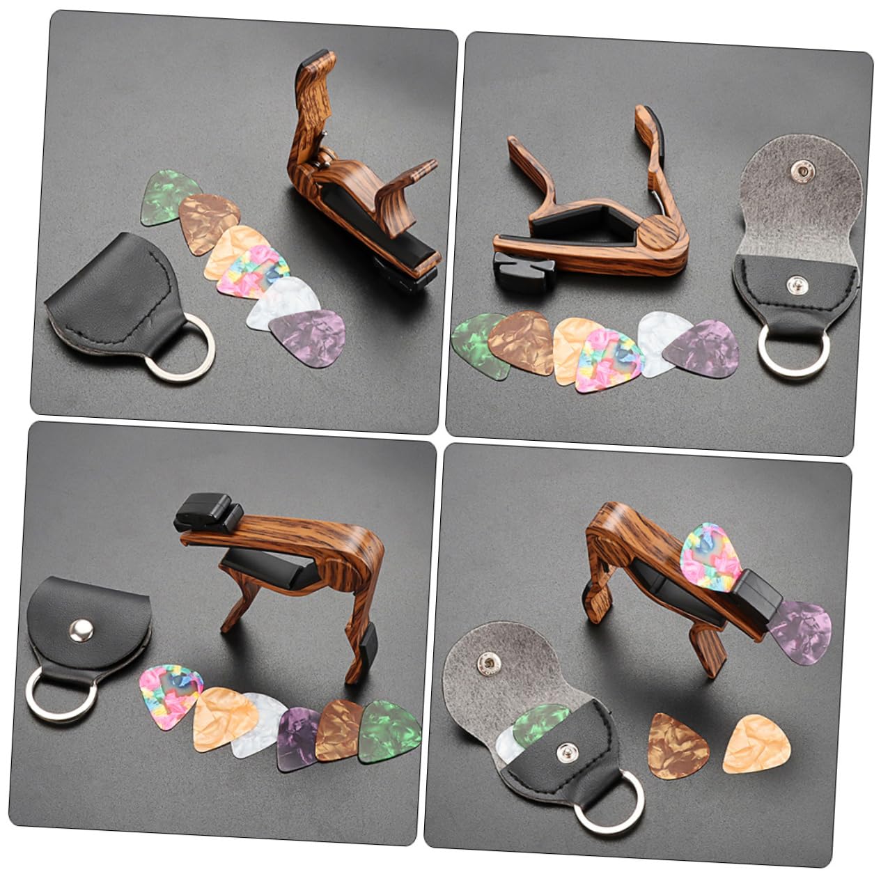 Abaodam 4sätze Gitarre Capo Set Mit Plektren Und Halter Geeignet Für Akustikgitarre Gitarre Ukulele Und Banjo Zubehör Für Musiker Einfach Zu Bedienen Und Langlebig