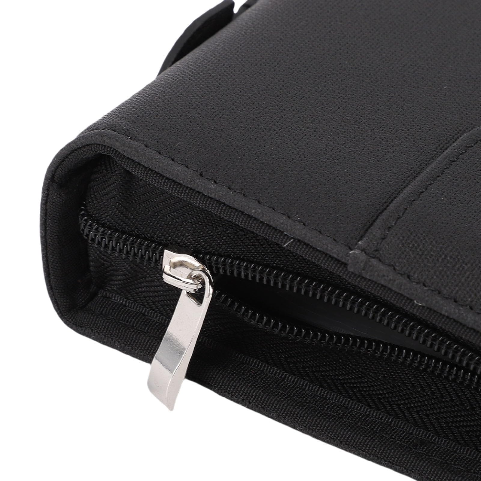 Portafoglio aziendale con cerniera, 10 buste portadocumenti trasparenti, pelle PU, taccuino da 30 fogli, calcolatrice solare a 12 cifre, cover per tablet da 10,1 pollici, nero