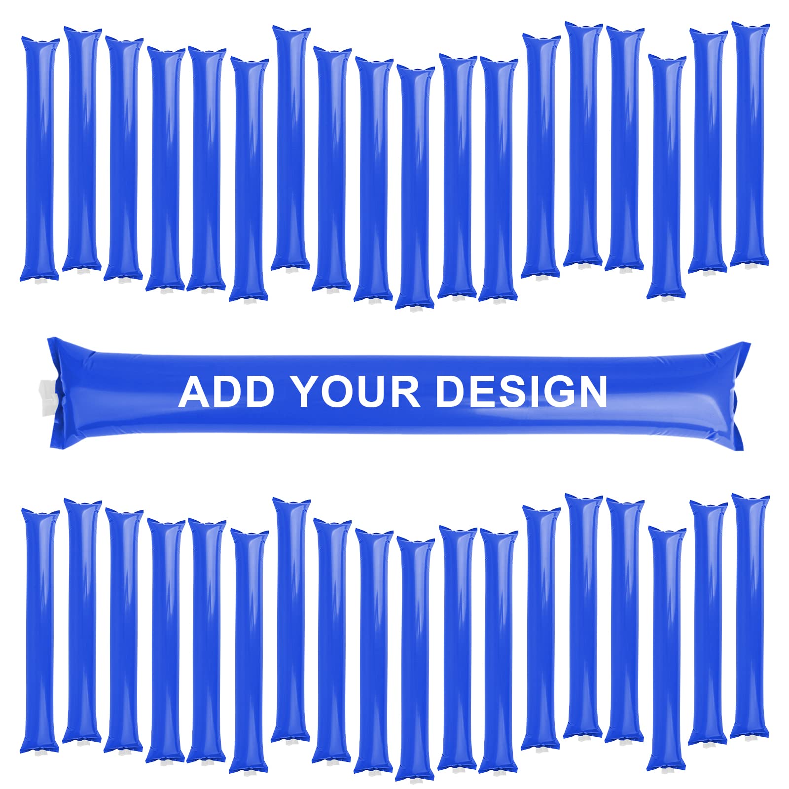TopTie Custom 100Pair Thunder Sticks Noise Maker Inflatable Bambam Cheering Clappers 23-1/2 x 4 Inch - Blue
