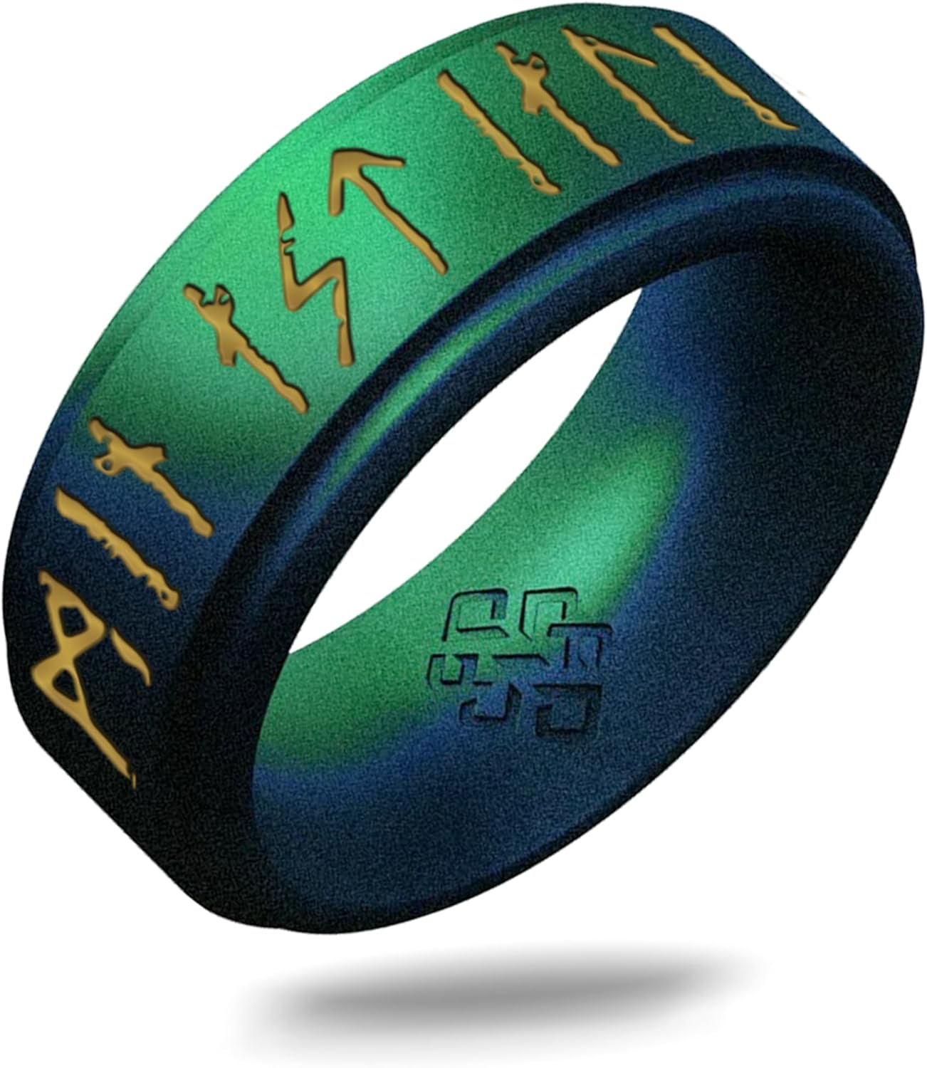 Knot Theory Viking Silicone Ring - My Love Forever in Rune Characters Breathable Comfort Fit - Valentine's Engagement Mens Wedding Band