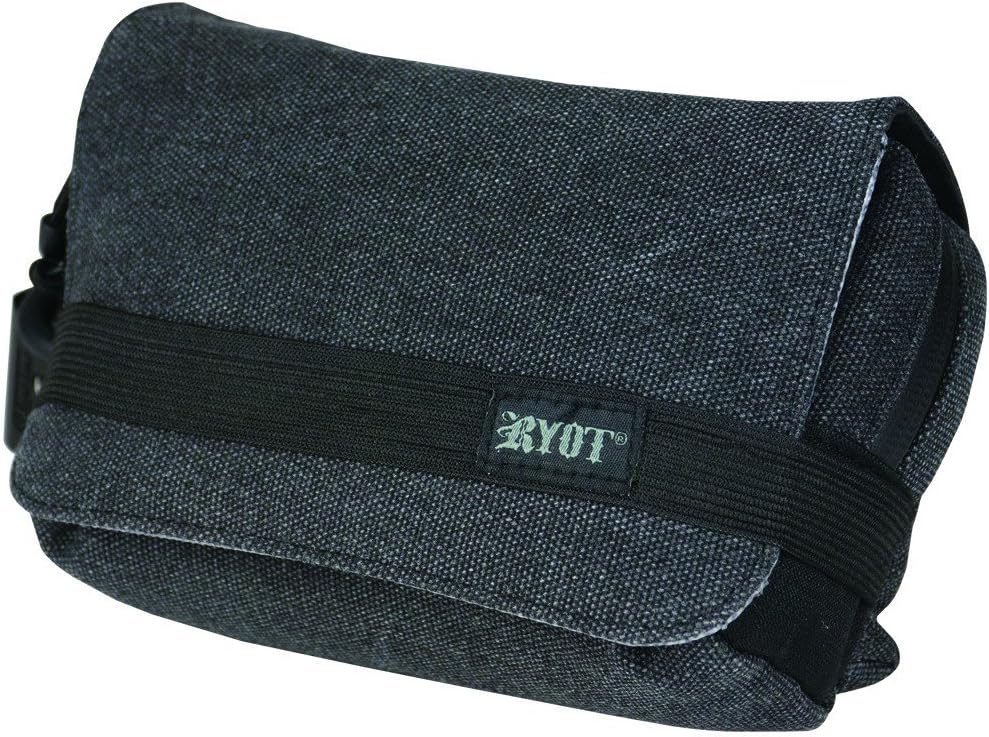 RYOT Piper Case - Carbon Series with SmellSafe and Lockable Technology (Black). Two Internal Dividers. Lockable zipper.