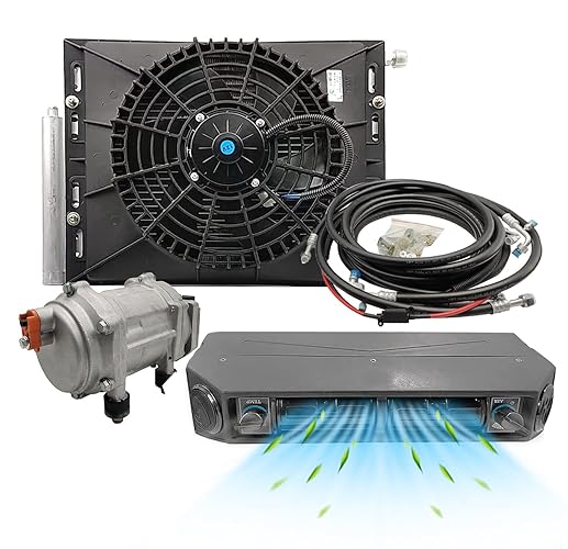 Aspligo Electric Air Conditioner 12v Under Dash air conditioning Kit 12 volt universal car ac system Fit for Van Auto RV Truck Motorhome Boat Bus (Only Cooling)