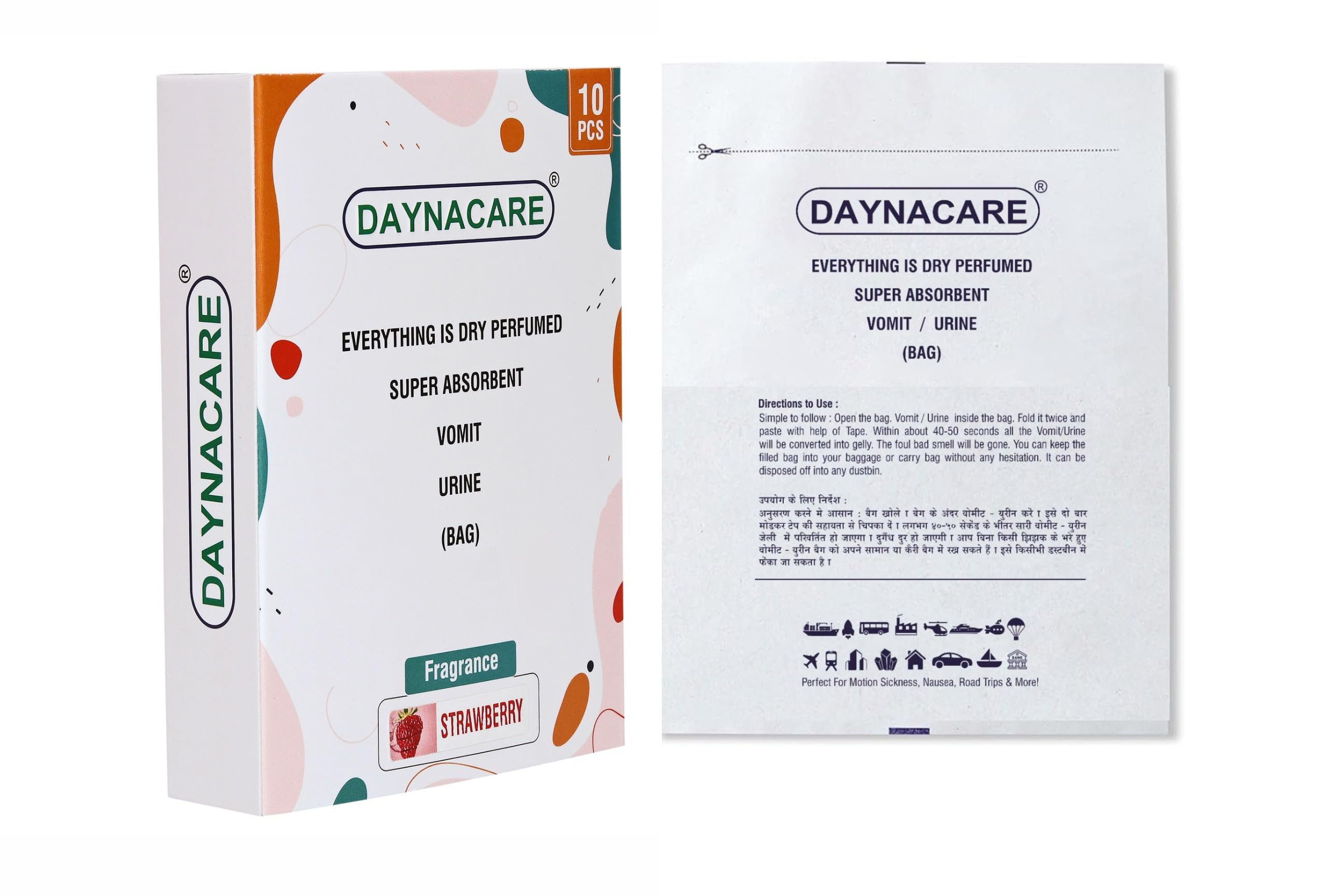 DAYNACARE Disposable Magic Strawberry Fregrance Vomiting & Urine Bag for Travel, Nausea Bags for Motion Sickness | Dry Perfumed, Leakproof, Odorless Super Absorbaent Bag | Pack of 10 Bags | Magic Bag (B0CTPZ5CYP) Amazon Price History, Amazon Price Tracker