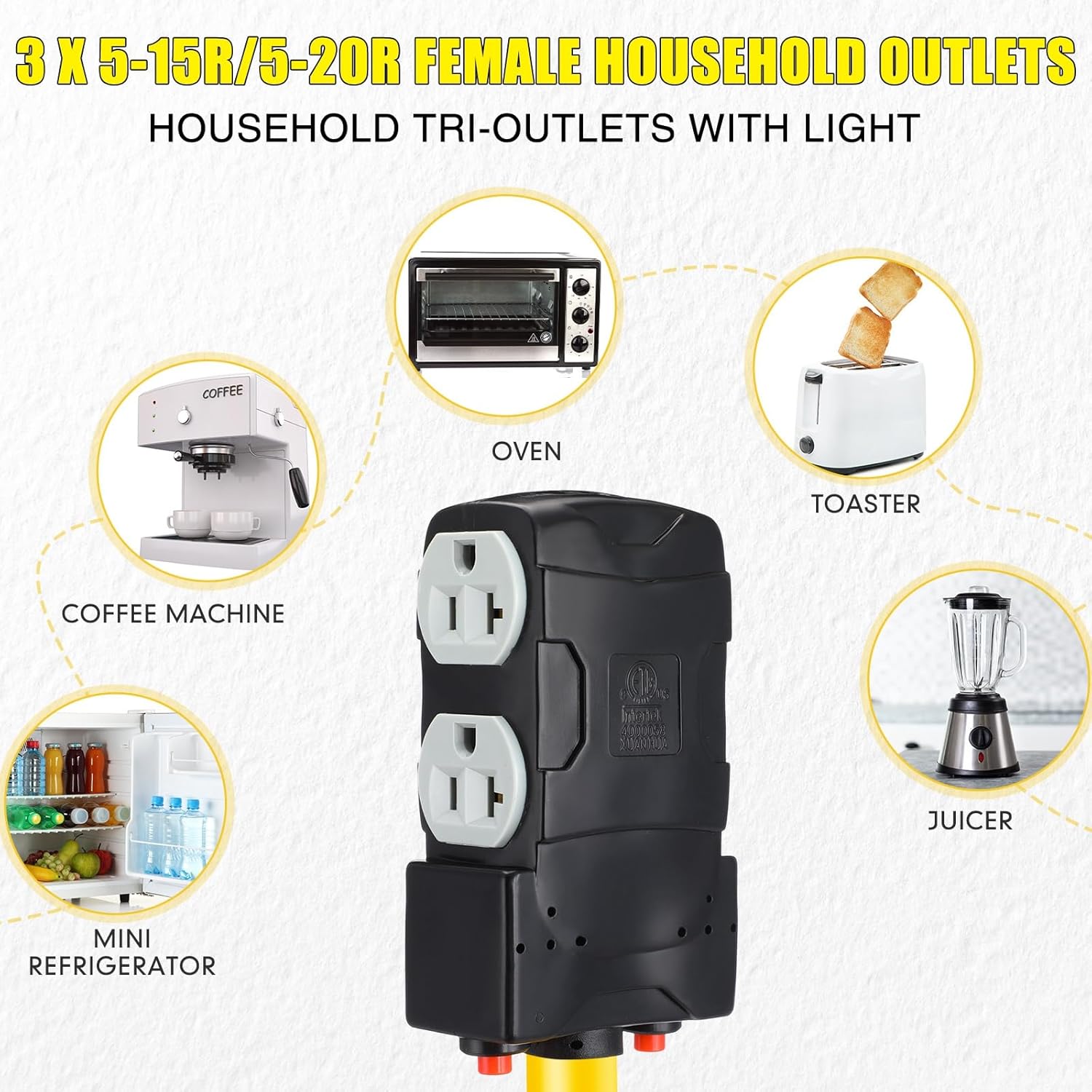 220 to 110 Adapter Compatible with NEMA 10-50P to 4X 5-20R/15R with 20 Amp Circuit Breaker, 220/250V Electrical Stove/Range/Oven Male Plug Gas 110/125V Power Convert Adapter(1.8 ft)