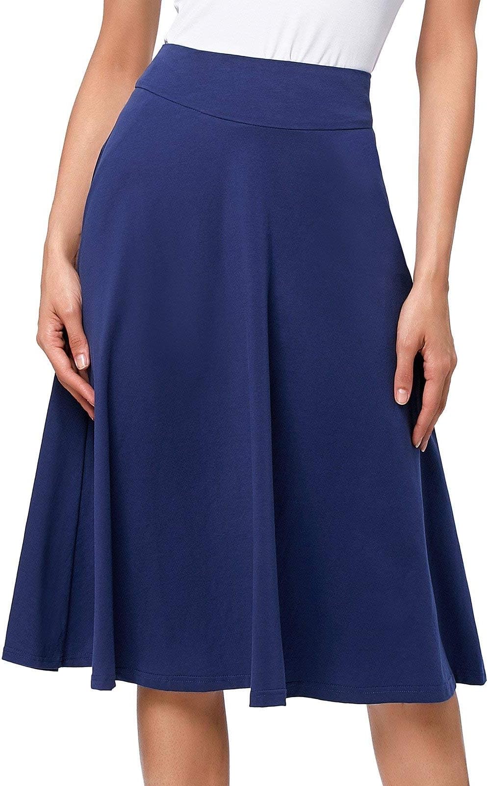 Kate Kasin Women's High Waist Skirts A Line for Party(XL, Blue)