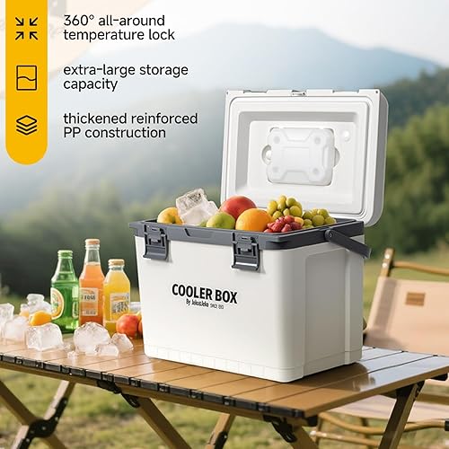 Miniatura 3 de JEKO&JEKO Enfriador duro portátil con paquetes de hielo, hielera larga aislada con pestillos duales, portavasos, abridor de botellas y válvula de