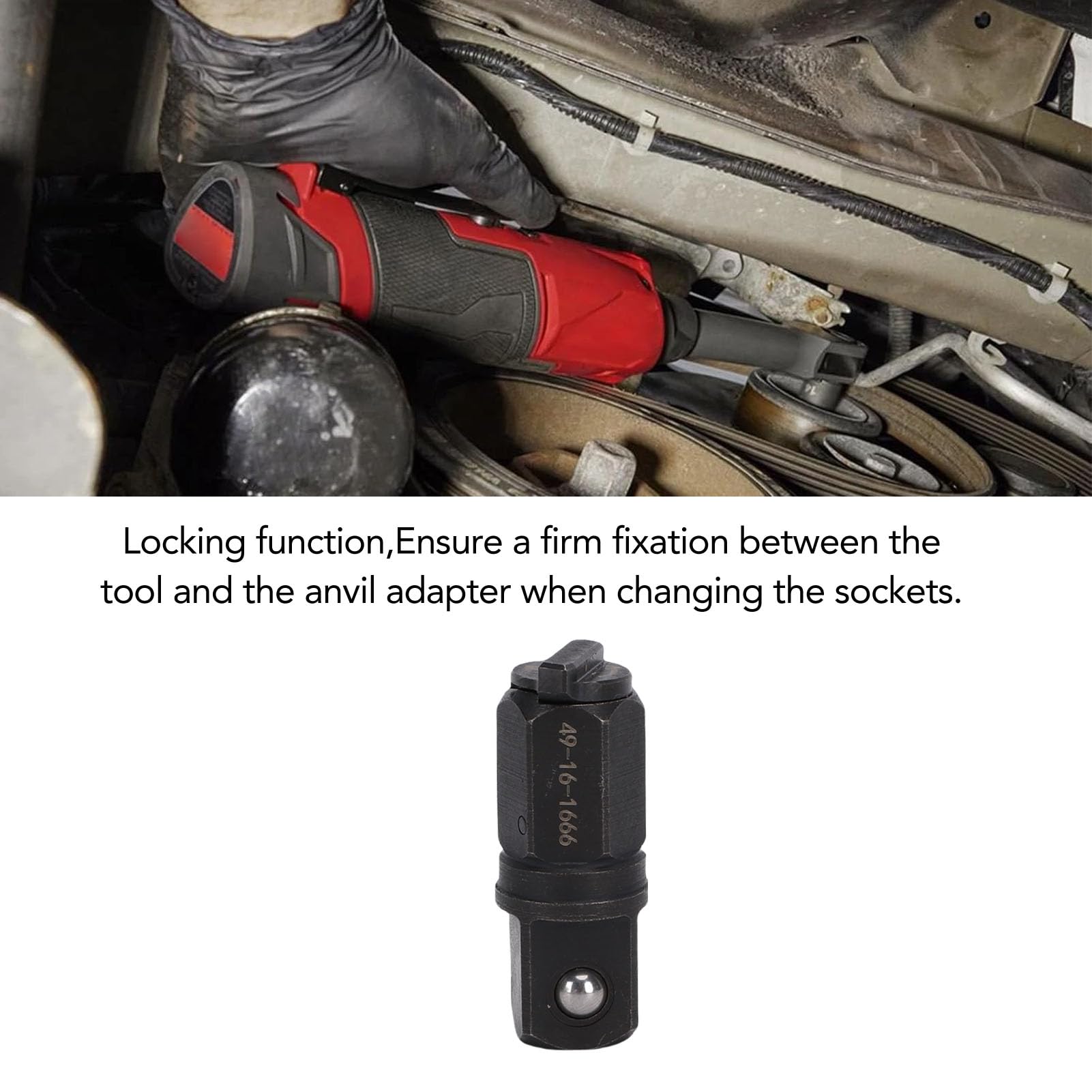 Sxhlseller Adaptateur D'enclume à Cliquet en Acier au Carbone, Haute compatibilité, Conception Antidérapante Améliorée, Fonction de Verrouillage (1/2 Pouce 49-16-1666)