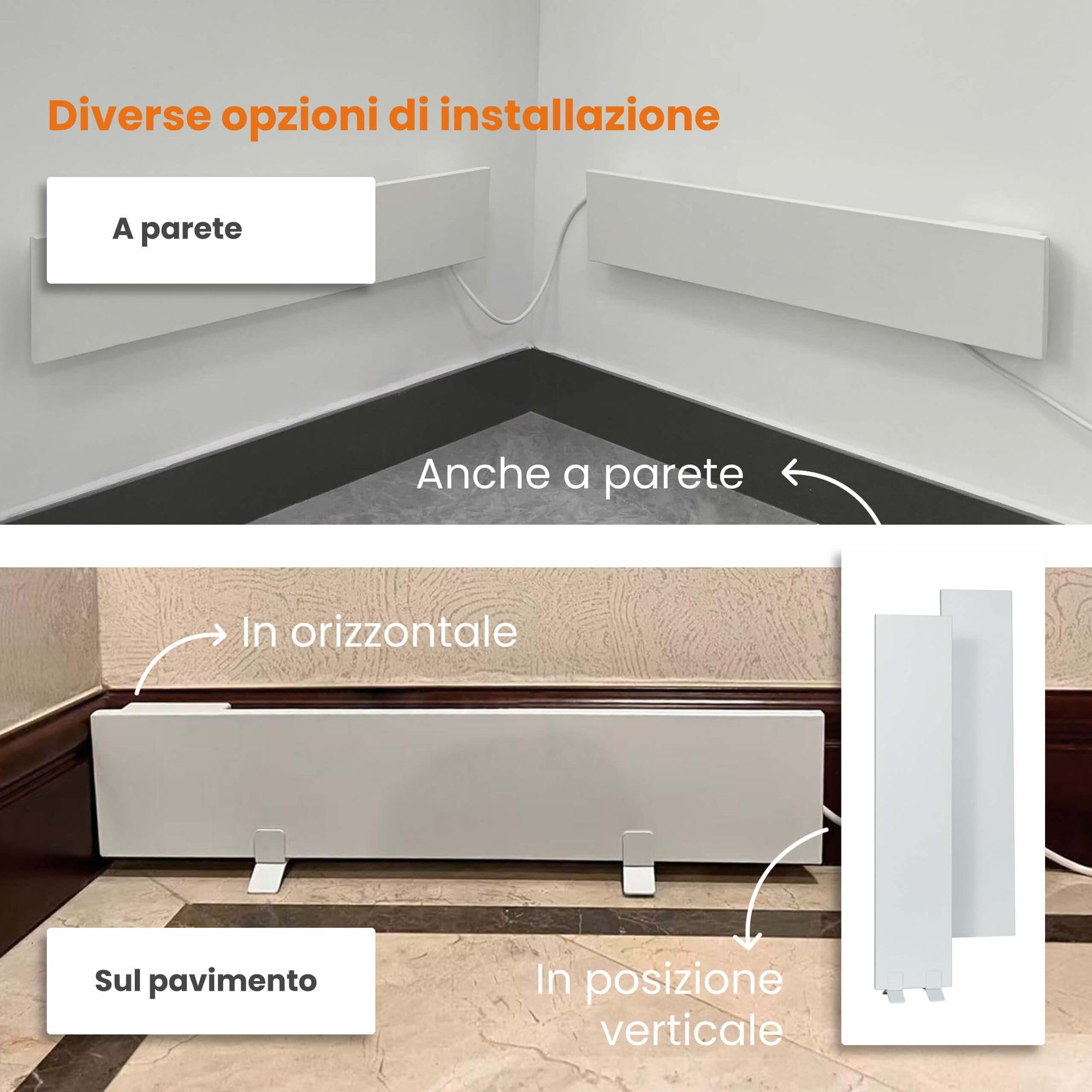 riscaldatore anti-muffa 60W, 12 x 60 x 1,3 cm, 2 pannelli per parete e bagno, riscaldamento a infrarossi elettrico, IP44