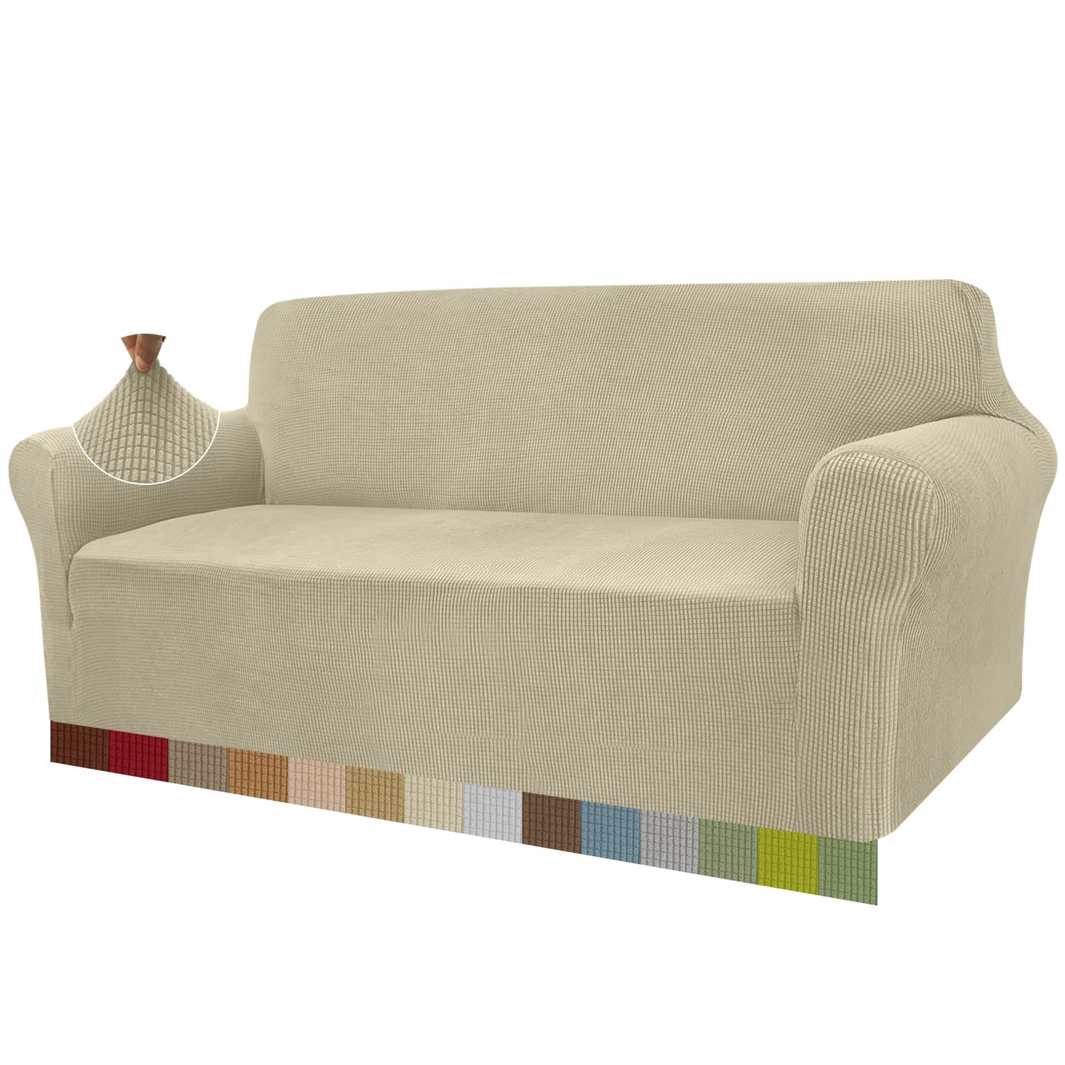 Granbest Copridivano ad alta elasticità, moderno copridivano jacquard, elasticizzato, per soggiorno, protezione per cani, animali domestici (3 posti, colore cachi)