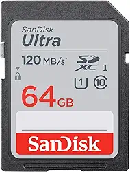 SanDisk Cartão de memória Ultra SDXC UHS-I de 64 GB - 120 MB/s, C10, U1, Full HD, cartão SD - SDSDUN4-064G-GN6IN