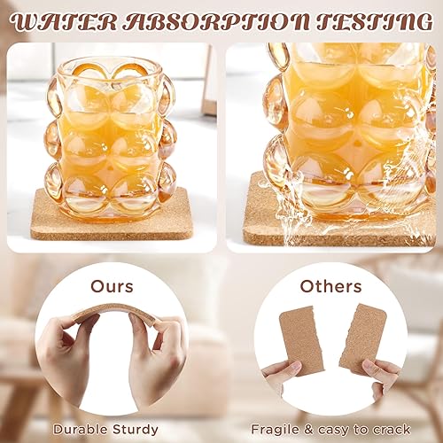 Miniatura 9 de 300 posavasos de corcho para bebidas, salvamanteles de corcho absorbentes de 4 x 4 x 0.2 pulgadas, posavasos a granel para platos de cocina,