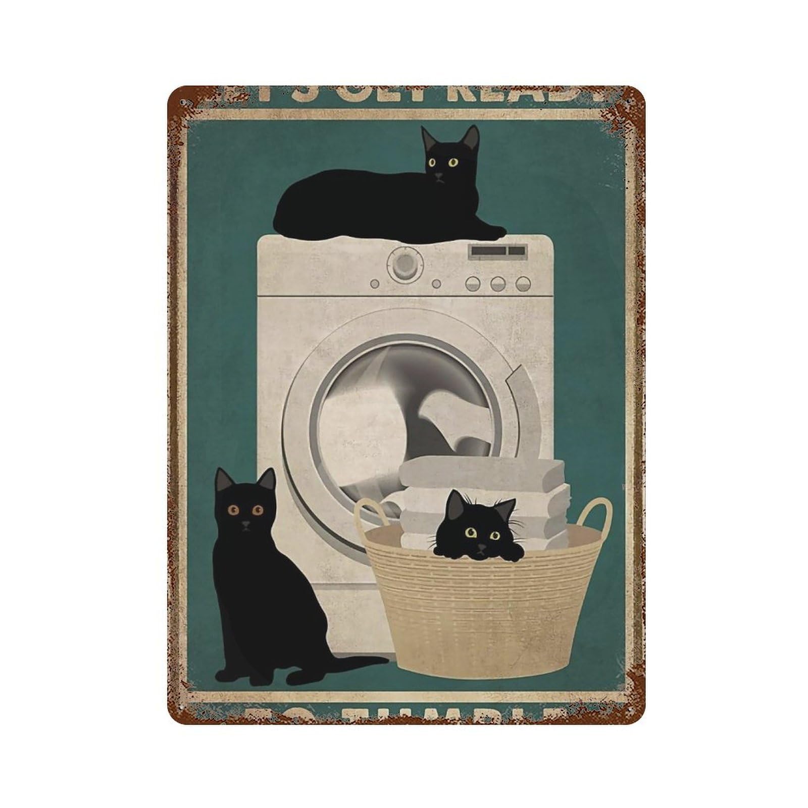YHGERTKU Funny Retro Cat 3 Wall Art Retro Iron Vintage Metal Tin Sign Poster Modern Decor for Living Rooms Gift 40x30cm