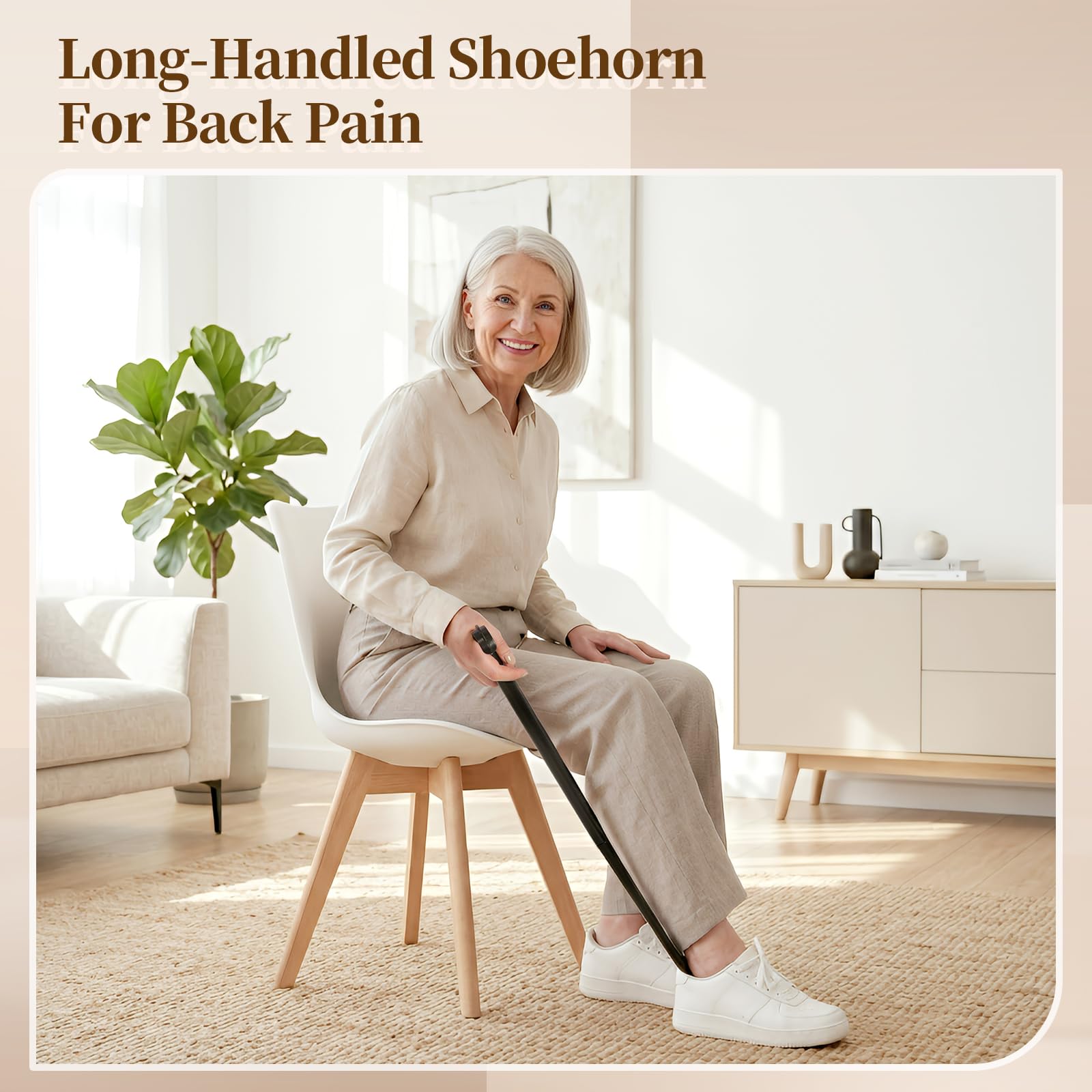 Fanwer Bastón de vestir de 35.5 pulgadas de largo, cuerno de zapatos con mango largo para personas mayores, herramienta para quitar calcetines, ajustable, para personas con discapacidad y problemas de