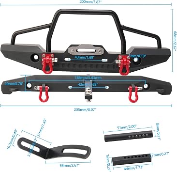 1/10 RC Metal Front & Rear Bumper Combo W/LED Lights