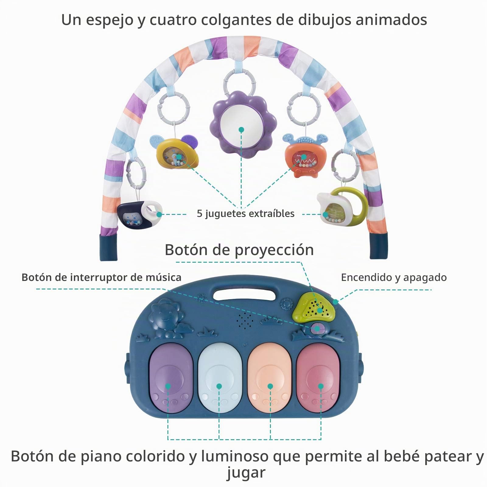 caterbee Alfombra de Juego de Piano para bebé, Juguete de Actividades para recién Nacidos con Piano, tapete de Juego para Gimnasio de Actividades para niños pequeños (Rosa)