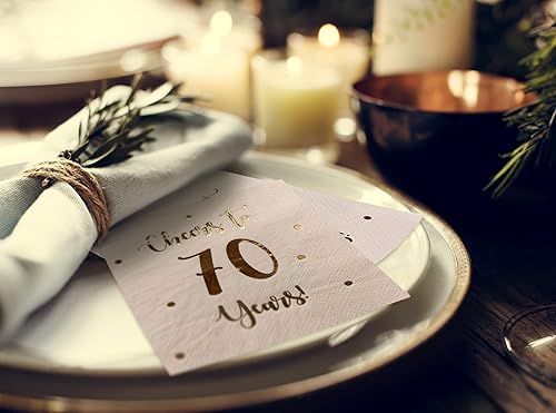 Miniatura 2 de Servilletas de cóctel de Cheers to 70 años, decoraciones de feliz cumpleaños 70 para hombres y mujeres, decoraciones de aniversario de boda, paquete