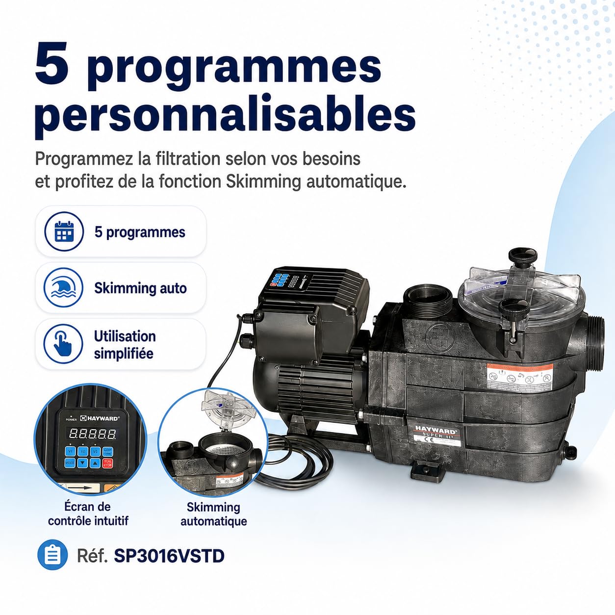 Hayward Super II 1,5 CV – Pompe de filtration piscine à vitesse variable