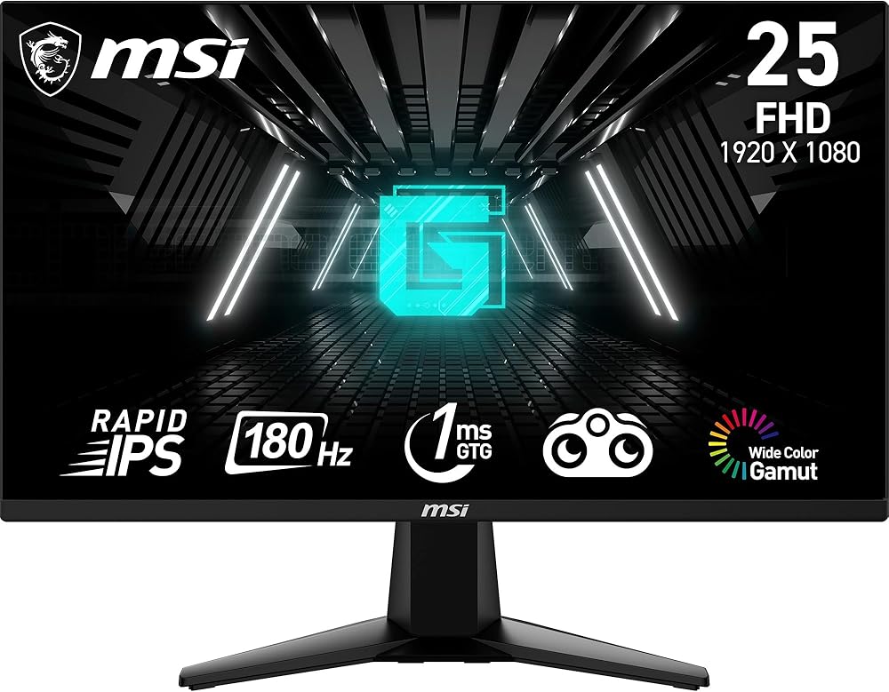 MSI G255F Écran Gaming FHD 24,5 Pouces - Dalle Rapid IPS 1920 x 1080, 180 Hz / 1ms (GtG),