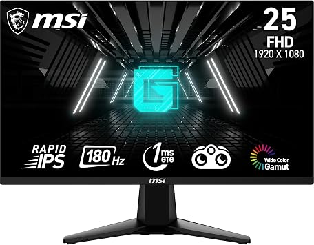 MSI G255F Écran Gaming 24.5" FHD, 180Hz, 1ms, HDMI, DisplayPort