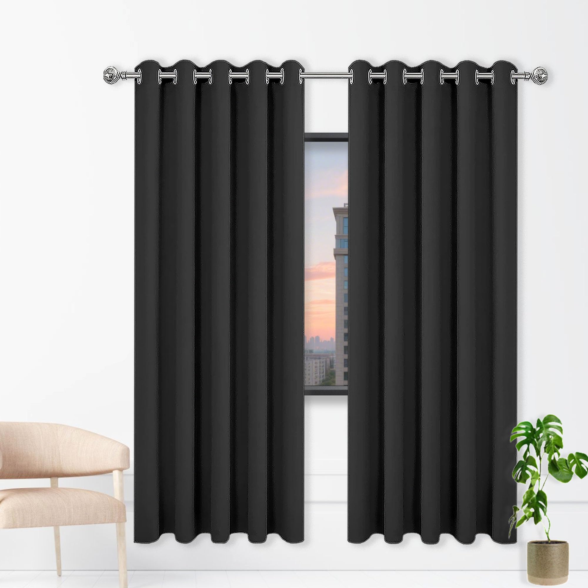 Rideau occultant design moderne à oeillets textile lourd de qualité supérieur