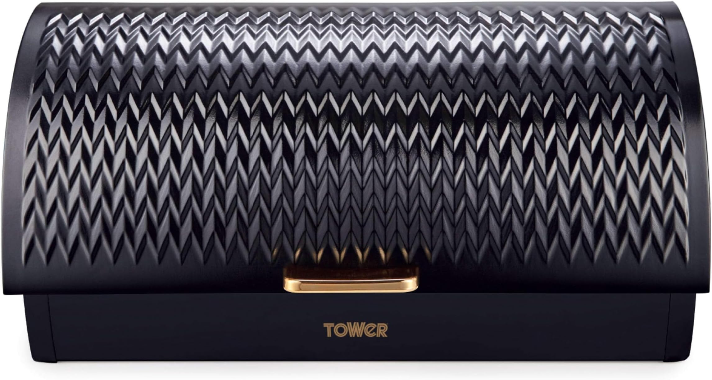 Tower Empire Roll Top Bread Bin, Stainless Steel, Black and Brass, One Size