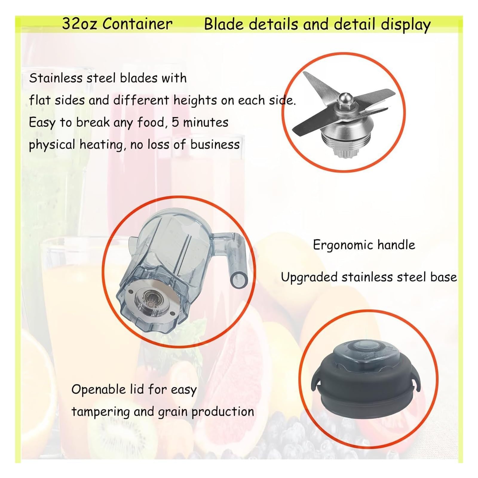 Contenitore for robot da cucina da 32 once, compatibile con Vitamix