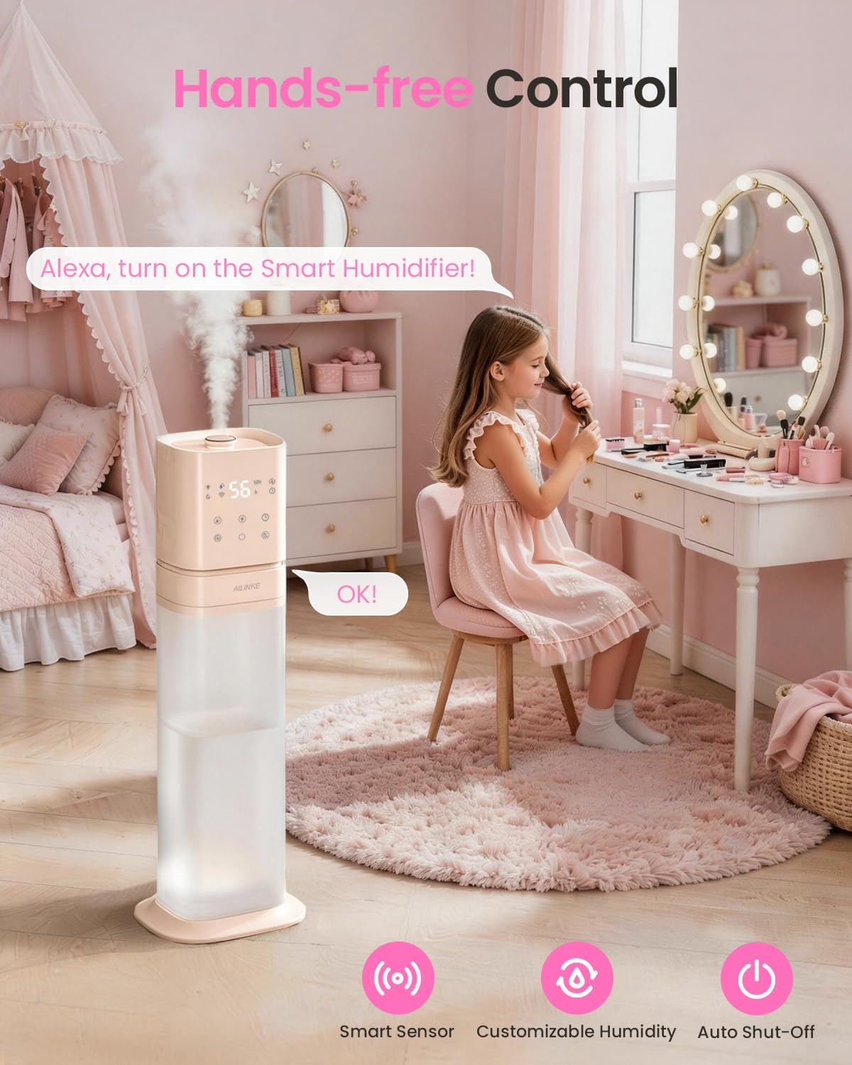 Humidifiers for Bedroom 2.1Gal/8L, Smart Humidifier for Large Room, Cool Mist Humidifiers for Home Kids Baby Plants, Top Fill Humidifier with Extension Tube, WIFI APP & Voice Control, Pink 5 71YYZ eS7tL. AC SL1500