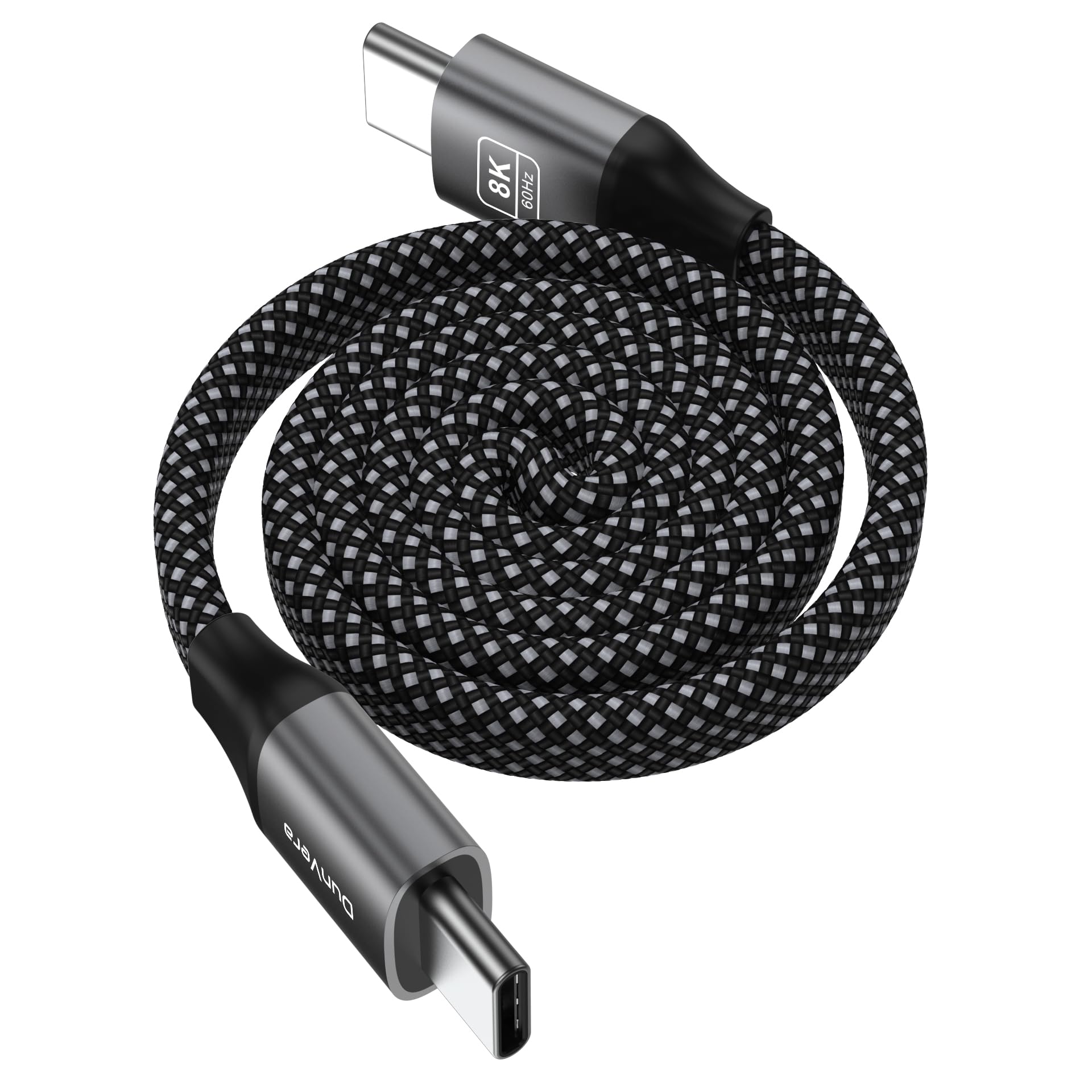 HyperBolt - Cable USB 40G - USB-C a USB-C, carga rápida PD de 240 W, transferencia de datos de 40 Gbps, video de 8K a 60 Hz, diseño plano autoenrollable magnético, compatible con Thunderbolt 3