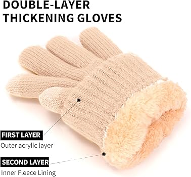 Lot De 4 Paires De Gants D'hiver Femme - Tactiles, Doublure Polaire, Poignets Serrés - Noir, Gris, Beige, Rose