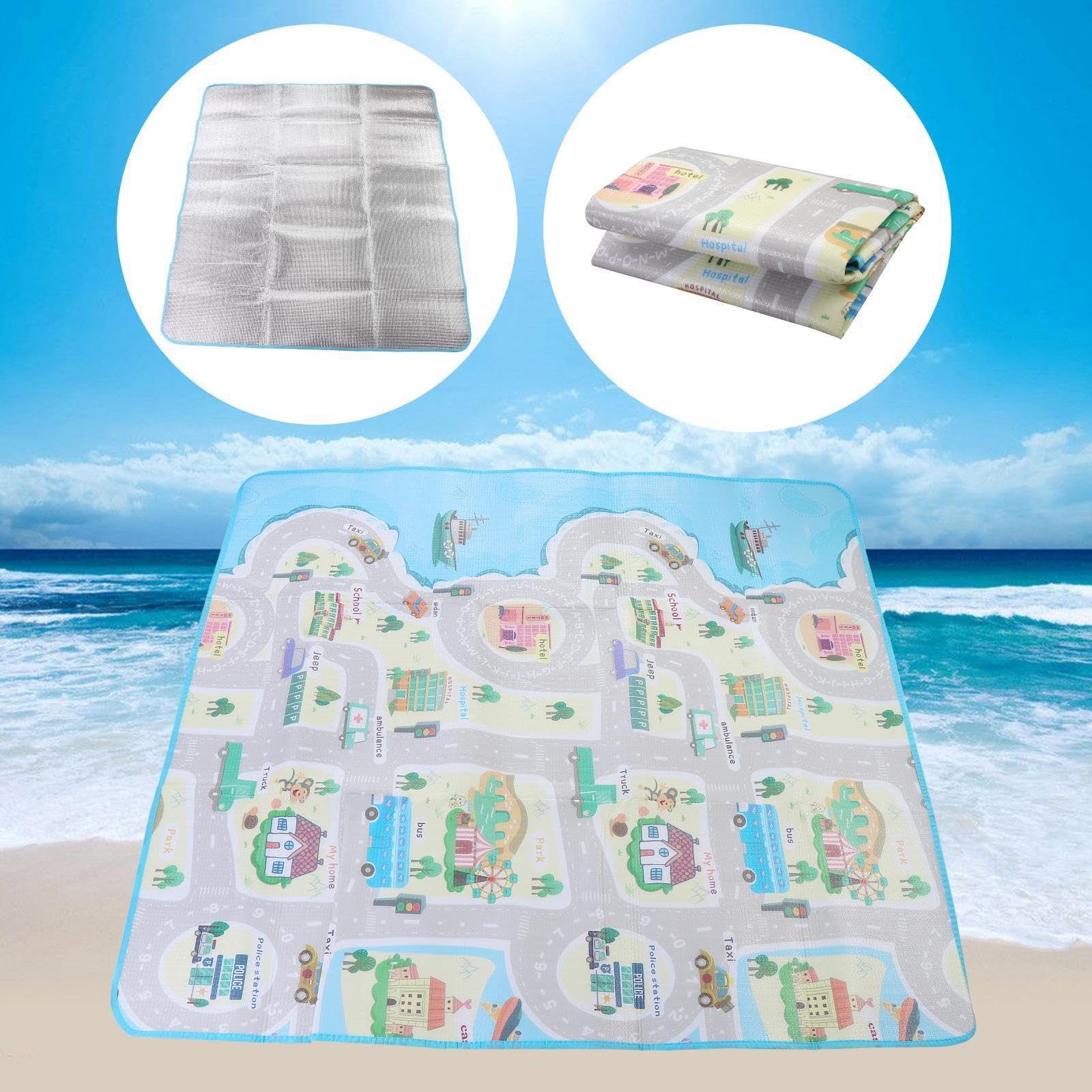 Tapis de Jeu Pliable pour Tout-Petits, Tapis d'éveil Pliable pour bébé, d'escalade, de Jeu sur Le thème de la Circulation Urbaine, Solutions