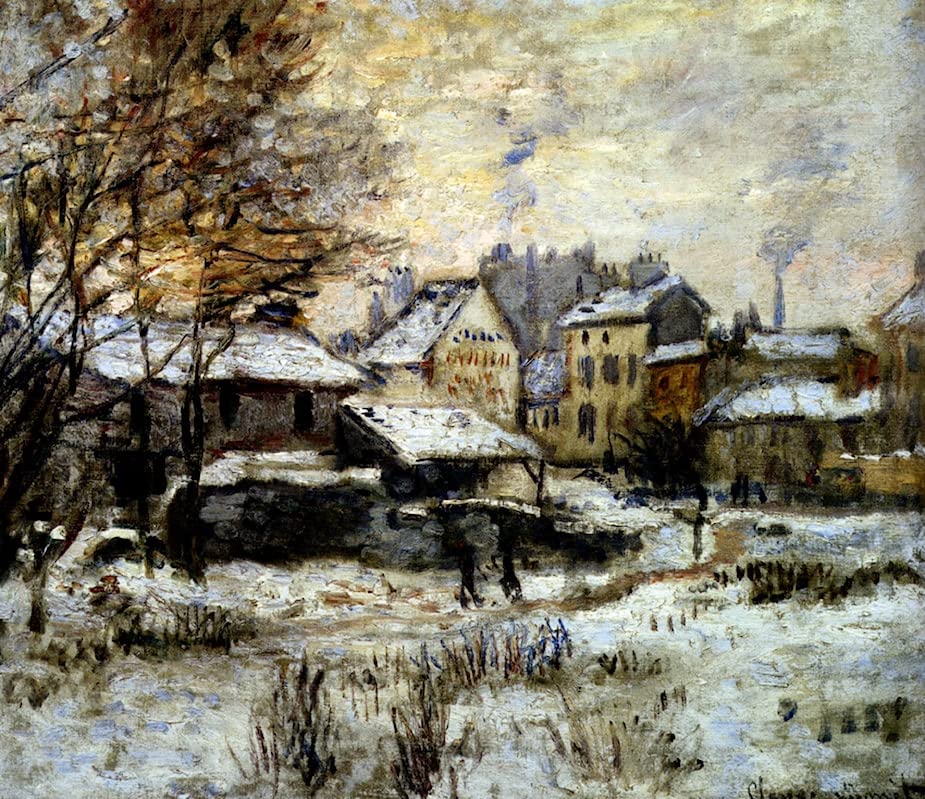 Tableau Effet de neige Claude Monet impression d'art sur toile déco 60x90cm