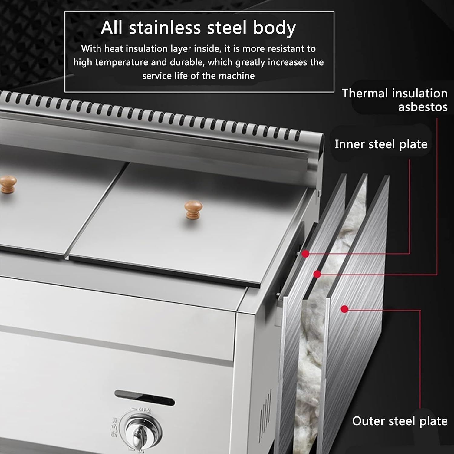Friggitrice a gas, grande capacità, in acciaio inox, con potenza di fuoco regolabile, include cestini e coperchi, ideale per patatine, ciambelle, pesce, facile da pulire