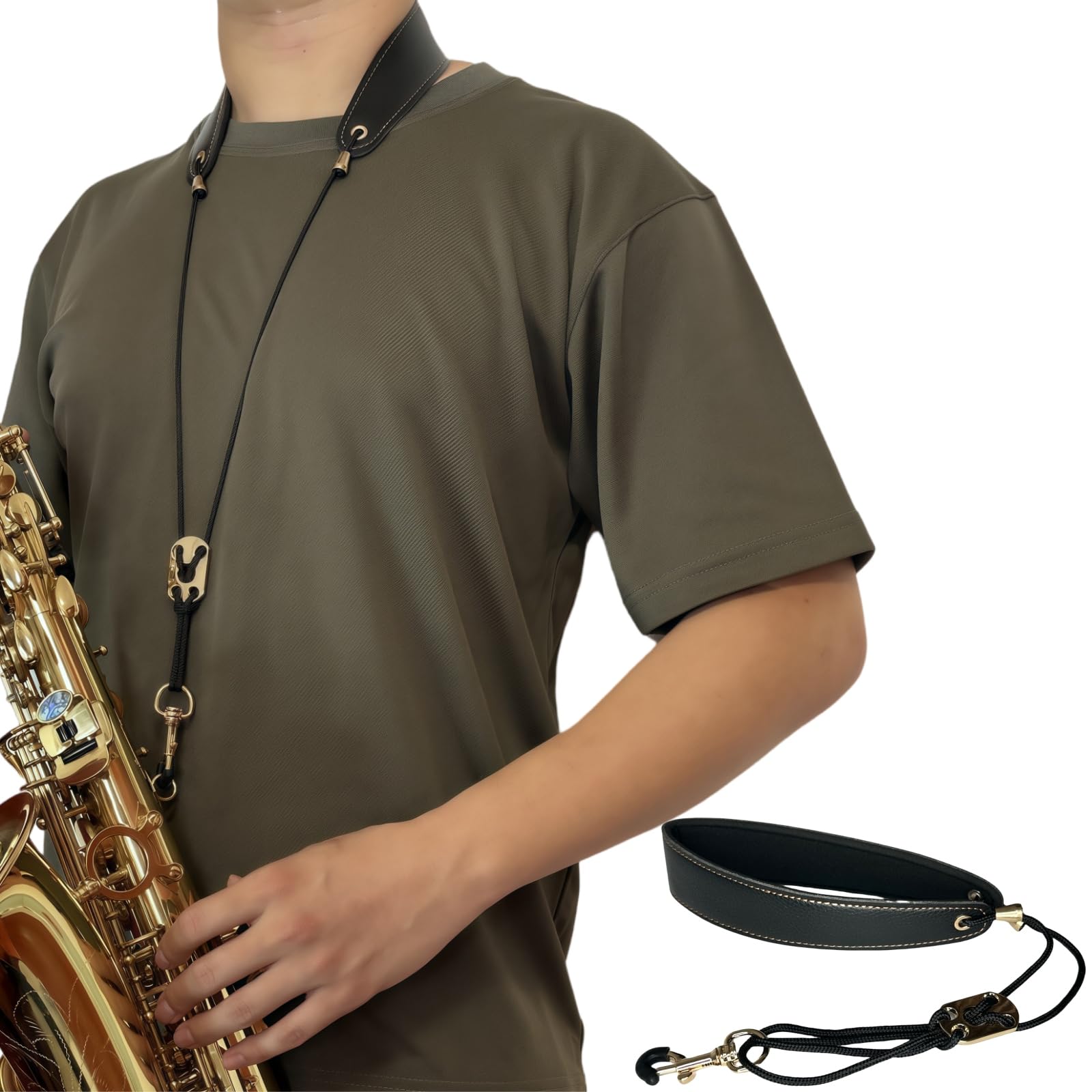 HighLight Saxophone Neck Strap Black Alto/Tenor/Soprano Bass Clarinet Oboe | Saxophones Straps Adjustable Length Durable Comfortable Soft Padded Ergonomic Design Musical Instrument Accessories