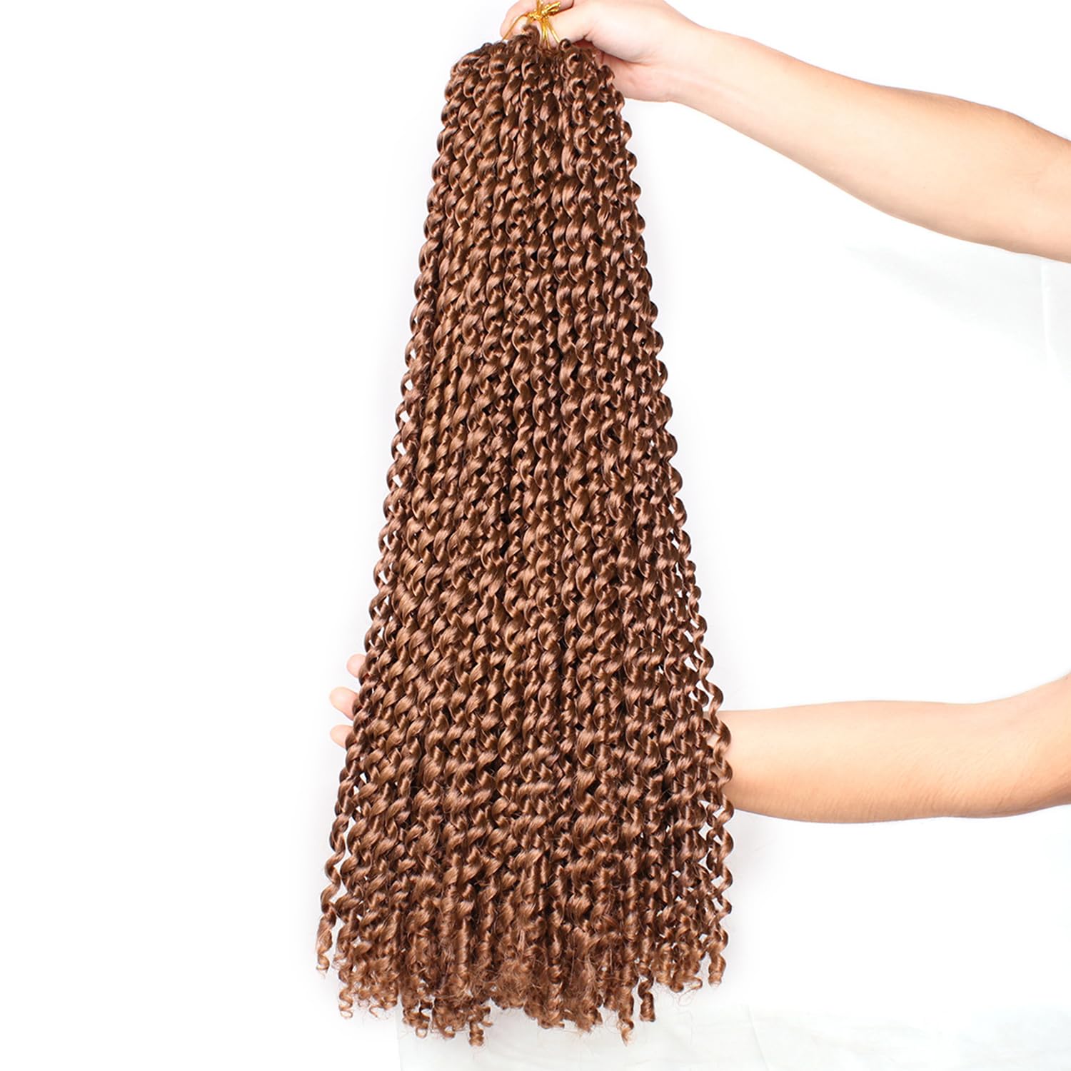 Mscat Passion Twist 24 Inch 7 Pack Brown Water Wave Curly Braiding Spring Twist for Butterfly Locs Crochet Braids 30# Synthetic Hair Extension