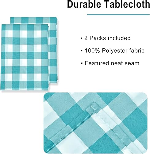 Miniatura 4 de Hiasan Mantel a cuadros impermeable, paquete de 2, 60 x 102 pulgadas, mantel rectangular a cuadros para fiesta de primavera, picnic al aire libre,