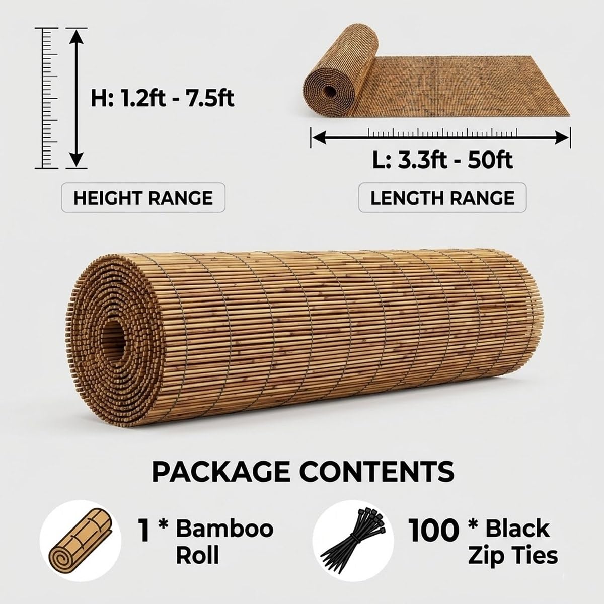 Générique Clôture Décorative Canisse Bambou Brise-Vue Naturel Rouleau pour Balcon Terrasse Protection Intimité Pare-Soleil Extérieur Jardin Paravent, Imperméable Palissade pour Piscine(Brun,180x90cm)
