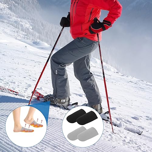 Miniatura 6 de 2 pares de calentadores de dedos, botas de neopreno para dedos de los pies, calcetines cálidos negros y grises, calcetines cálidos reutilizables,