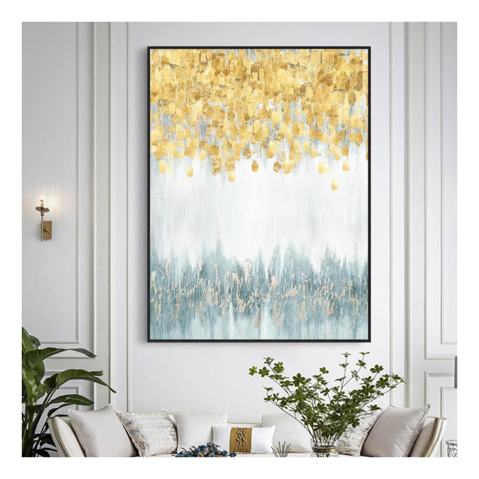 Impression d'art mural dorée abstraite JGGXHM sur toile haut de gamme - 8