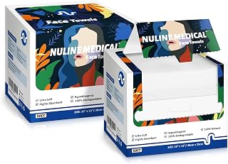 NulineMedical Ultra-Soft Biodegradable Disposable Face Towels, 10x12 Inch Dual-Sided, 100 Count (2 Boxes) - Eco-Friendly Washcloths