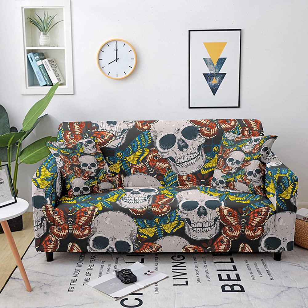 Housse de canapé papillon Skull Moth pour rénover un meuble d'angle abîmé