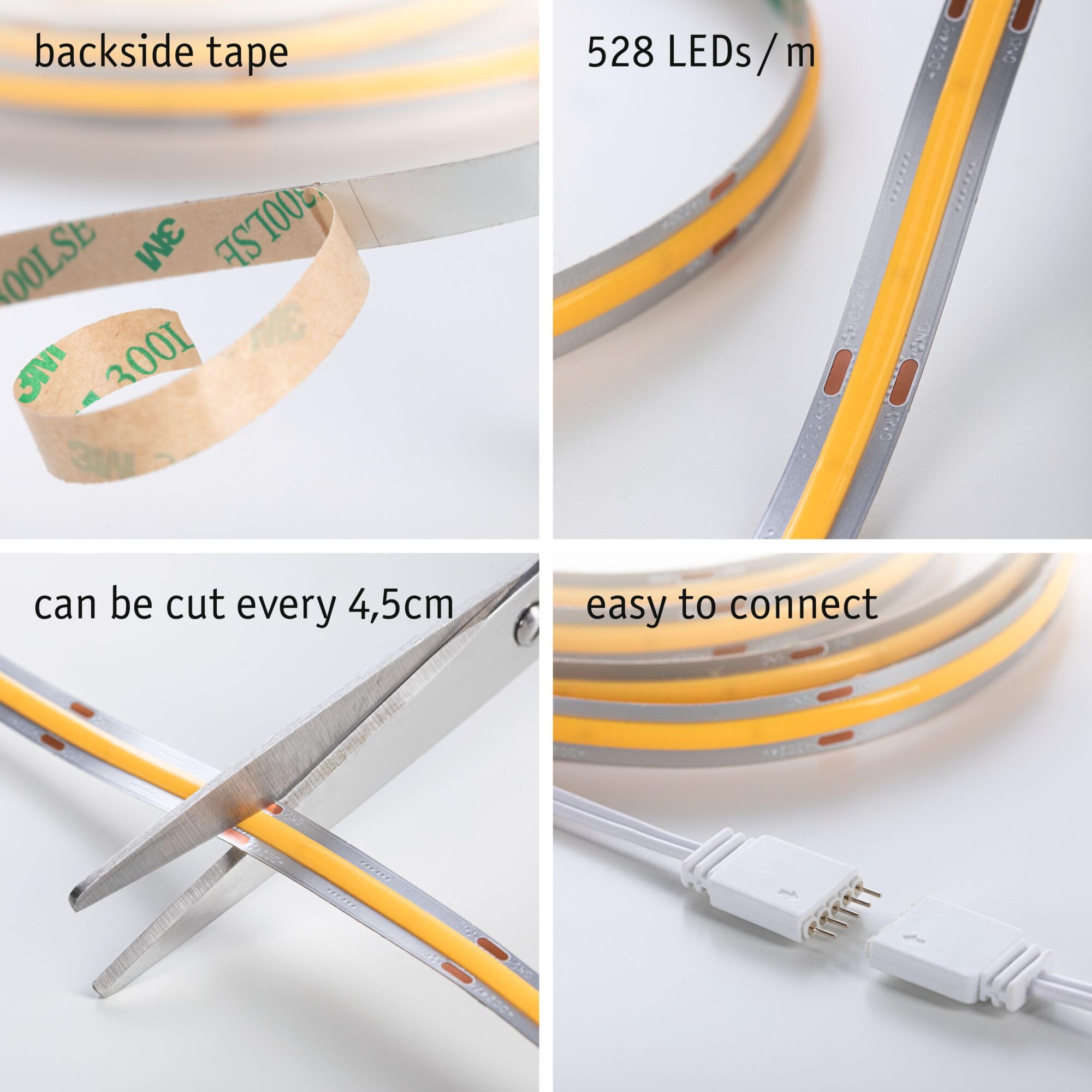 Paulmann 71049 MaxLED 1000 LED Strip Full-Line COB Komplettset 3m 36W 3240lm 528LEDs/m 2700K 50VA dimmbar Silber Kunststoff