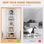 sogesfurniture 6-Tier Corner Shelf, Space-Saving Storage Rack Stand, Multifunctional Bookshelf & Plant Display,Ideal for Home, Office, Bathroom, White BHCA-10CZWKSF05-34WH
