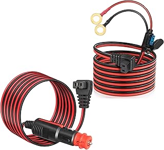 AninaDC 12V/24V Car Refrigerator Freezer Power Cord Cable 10 FT for Fridge Freezers for Alpicool, COSTWAY, ARB + 12V DC Power Cord Cable for Car Fridge with 14AWG O Ring Terminal Car Cooler Charger