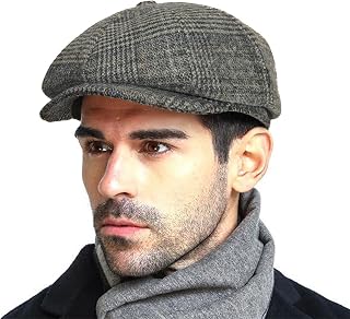 Moda masculina clássica jornaleiro Gatsby chapéu mistura lã vintage plana hera boné de táxi presentes para namorado (médio/Grande/GG)