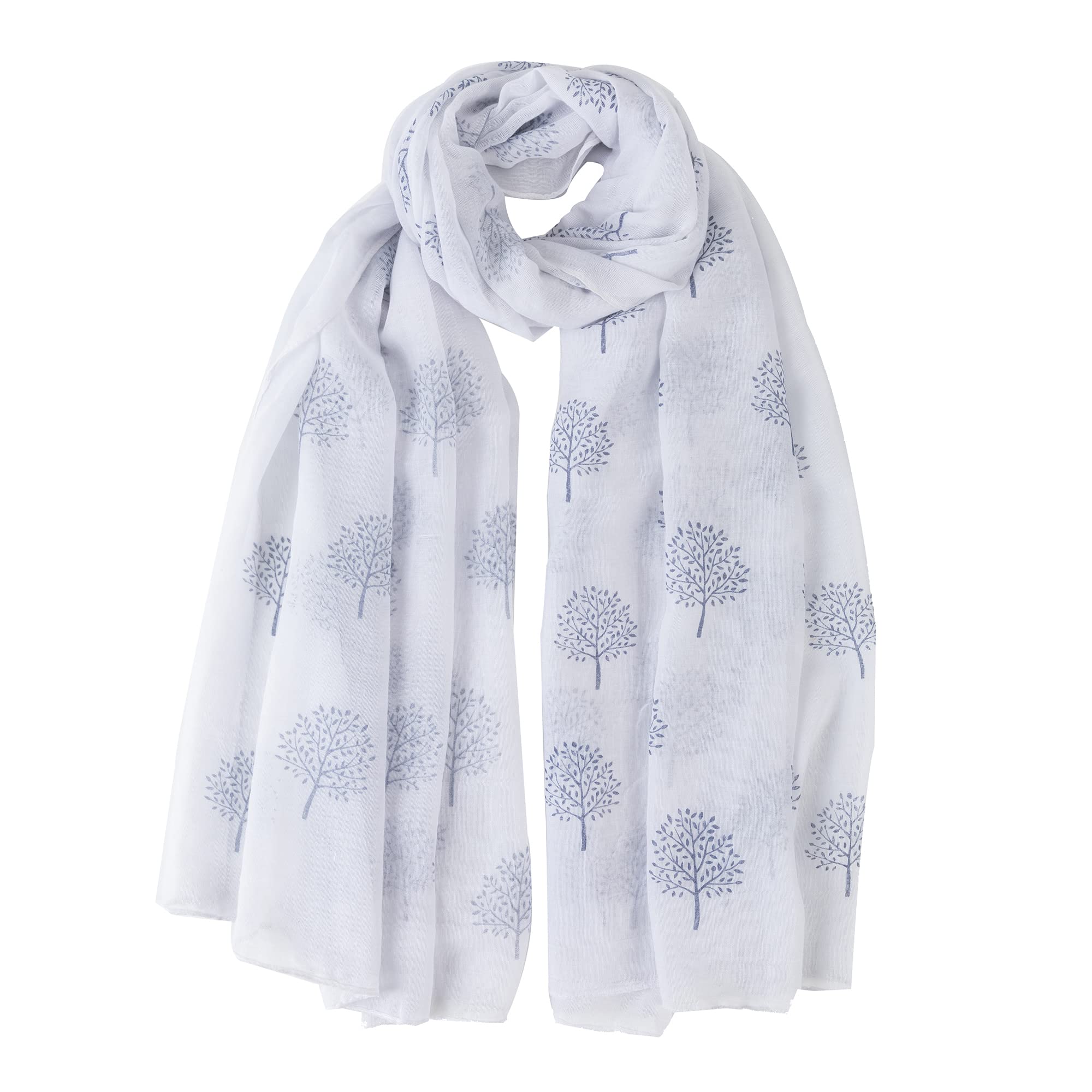 London Scarfs Women's White Mulberry Tree Without Glitter Glitter Mulberry Trees Scarf Foil Printed Tree Fashion Wrap (White Mulberry Tree Without Glitter)