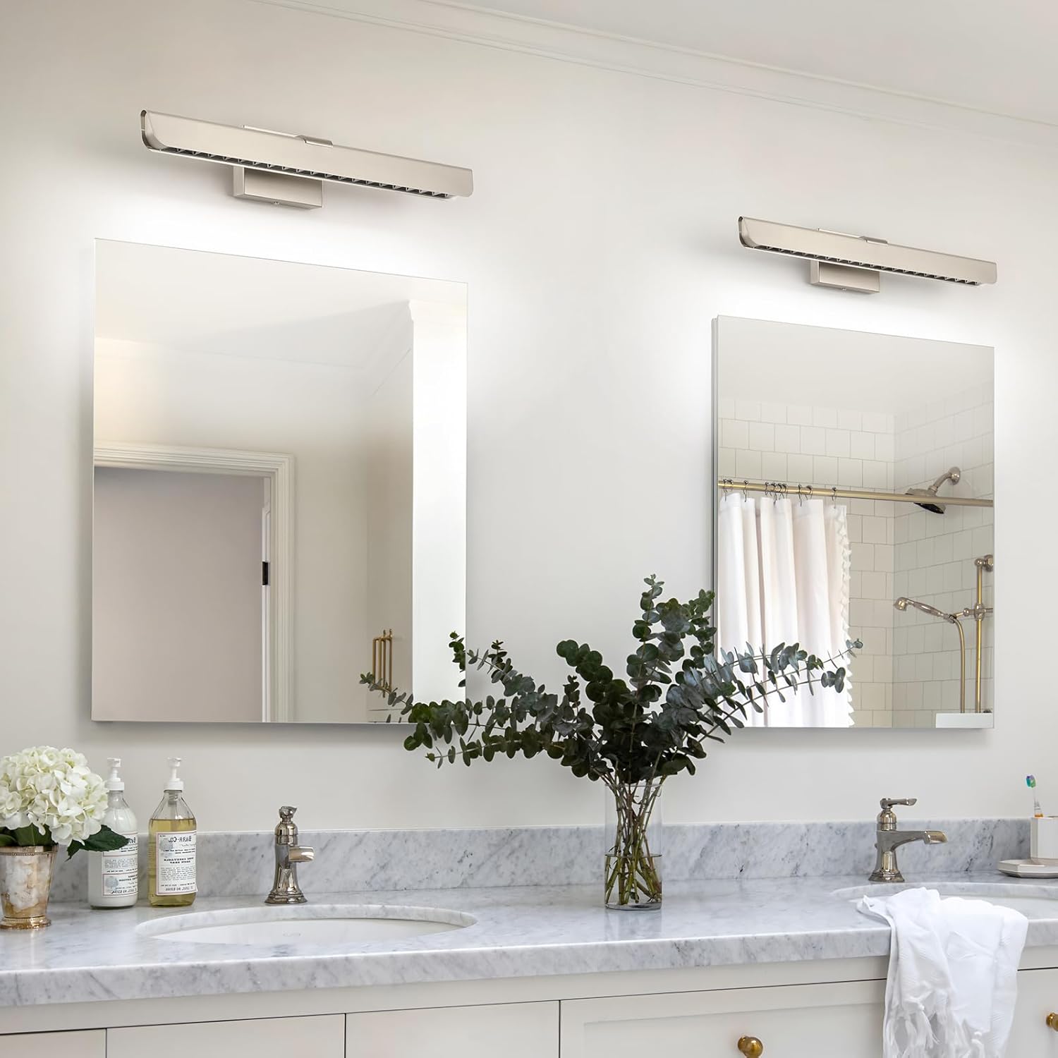 Bathroom Vanity Light, 24 Inch Modern Dimmable LED Vanity Lights for Bathroom Over Mirror, Brushed Nickel Linear Wall Sconce Lighting Fixtures with Acrylic Lens, 14W 5500K Cool White