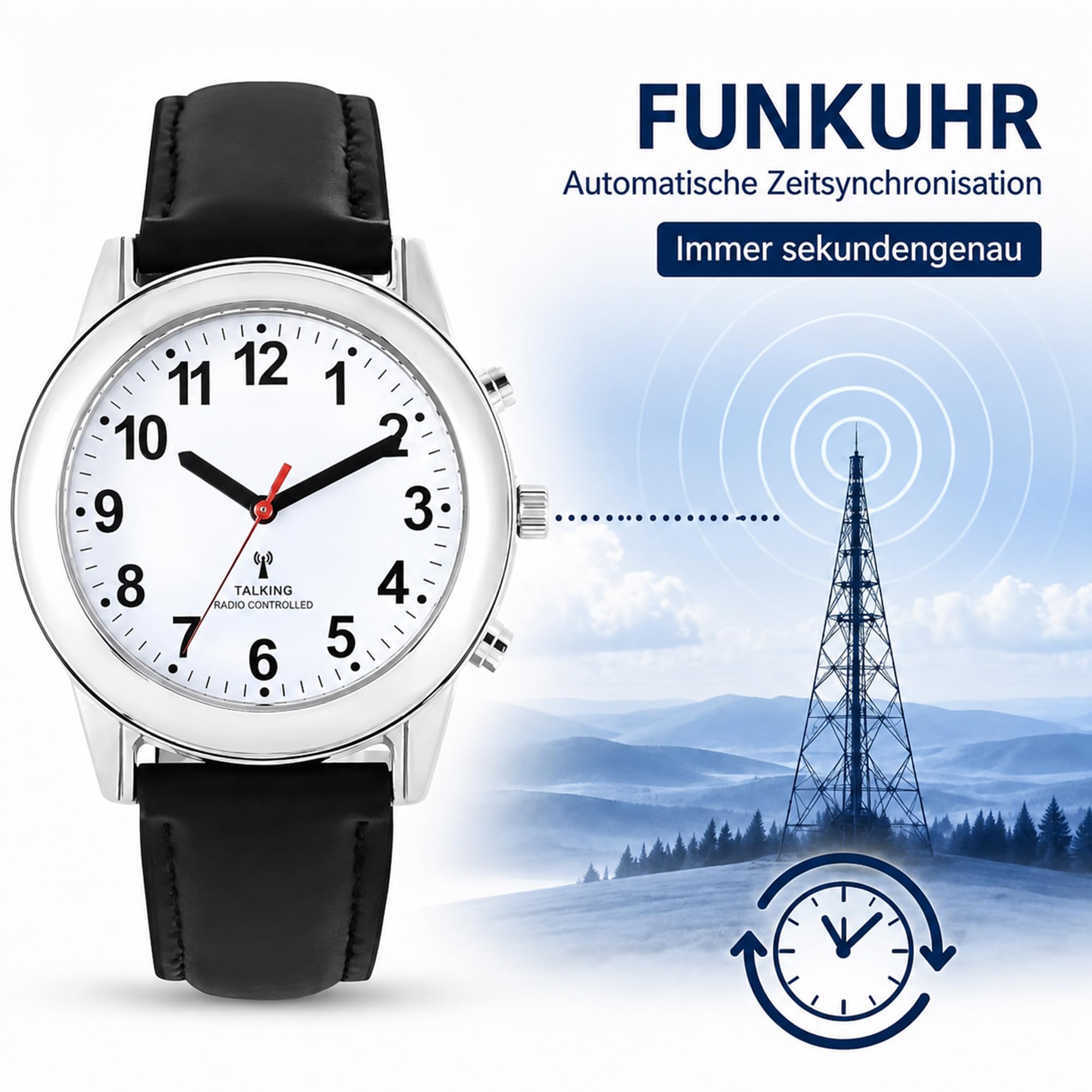 Sprechende Uhr für Herren für Blinde Senioren mit Sehbehinderung