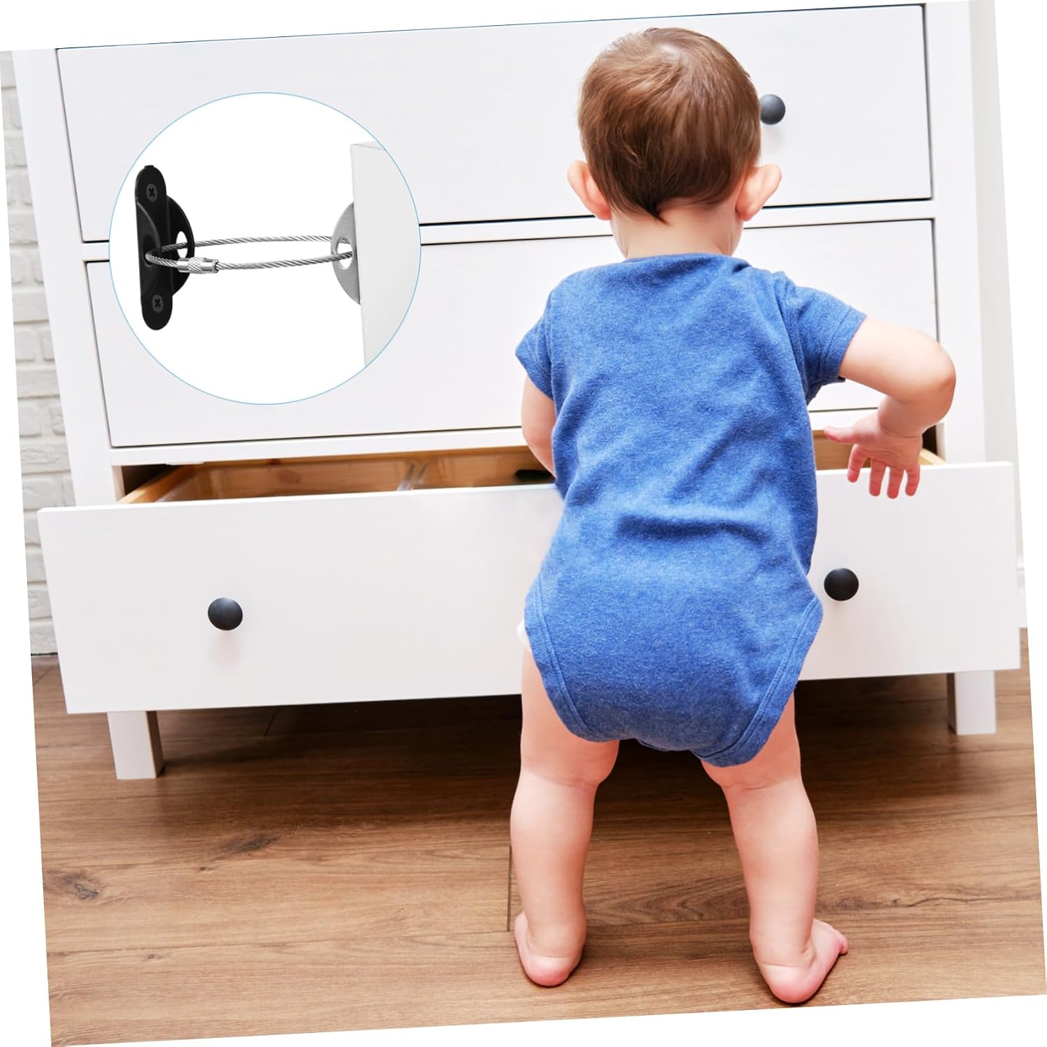 2Pcs Tip Furniture Safety Straps Cold Rolled Secure Heavy Furniture to Wall Proofing Kit for Dresser Bookcase Cabinet Safety