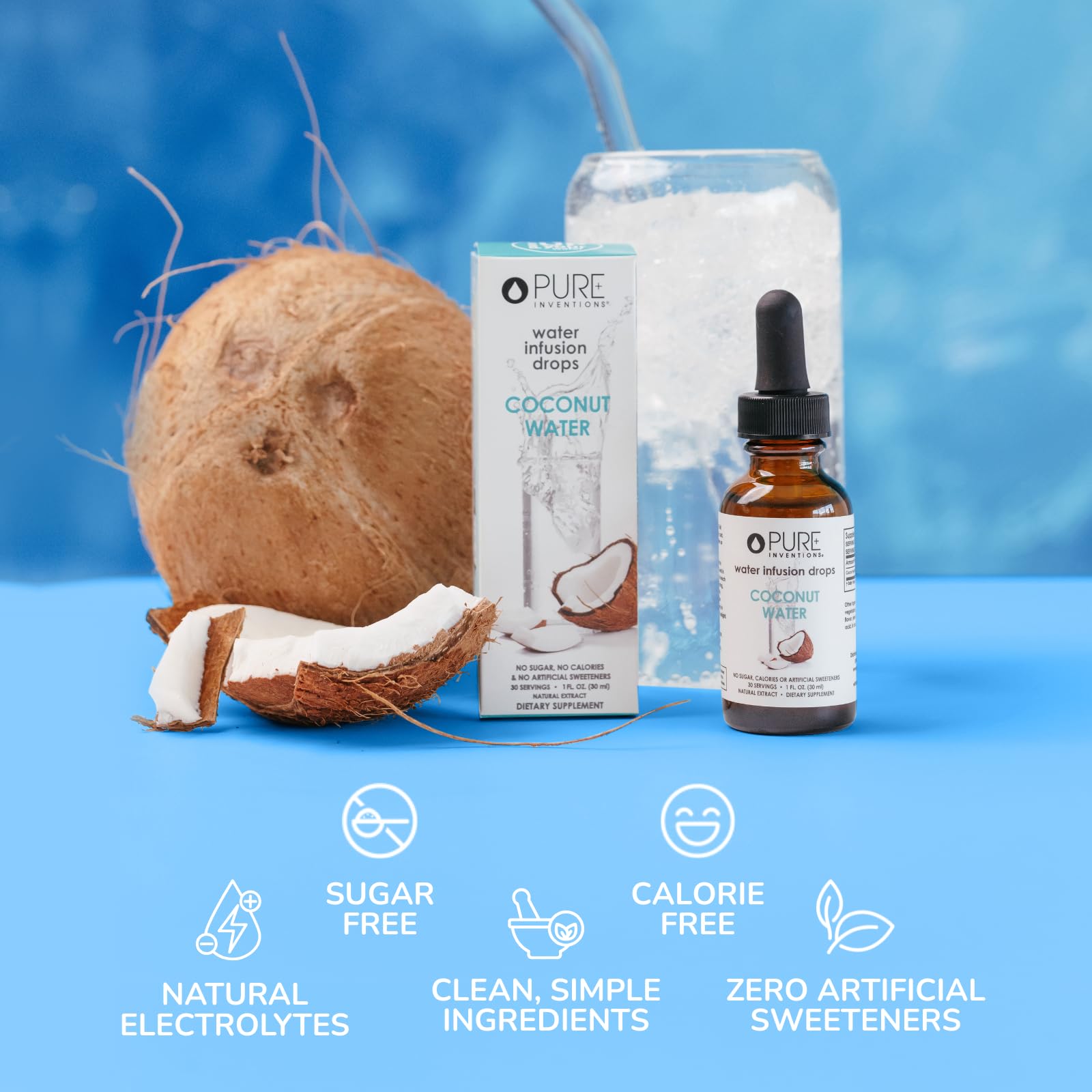 Pure Inventions - Coconut Water Infusion Drops – Electrolytes - Sugar-Free Hydration, Zero Calories, No Artificial Sweeteners, Clean Ingredients, 30 Servings — Amazon image 6